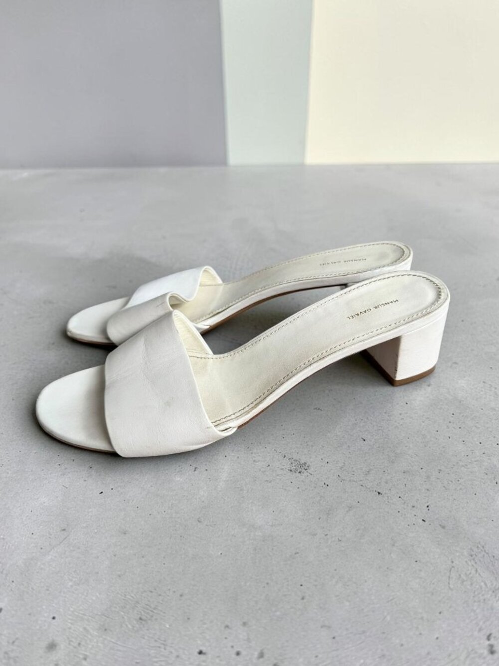 MANSUR GAVRIEL White Leather Sandals Heels Size 42 / 12